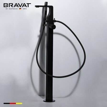 Смеситель напольный для ванны Bravat Arc черный, F66061K-B3-ENG