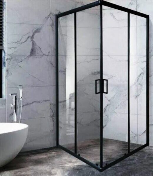 Душевое ограждение Appollo AP-19-100 профиль черный, стекло прозрачное 6 мм 1000*1000*1950 мм