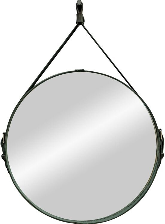 Зеркало "Ритц" D 650мм на ремне из натуральной кожи черного цвета