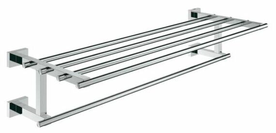 Полка для полотенец, GROHE Essentials Cube с дополнительной горизонтальной штангой, 600 мм, хром (40512001) Полка для полотенец, GROHE Essentials Cube с дополнительной горизонтальной штангой, 600 мм, хром (40512001)