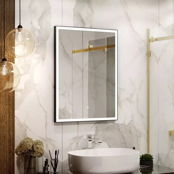 Зеркало Континент Frame Black LED 1000х700 Зеркало Континент Frame Black LED 1000х700