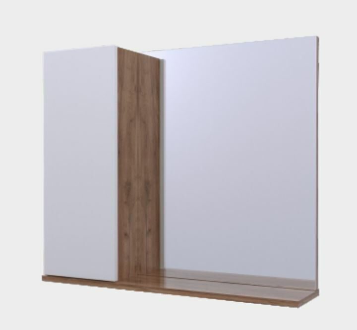 Шкаф навесной AVK2, 1 Дверь + Зеркало, 600, коллекция (Амали, Основной, Дуб Крафт Золотой, Молочный глянец)