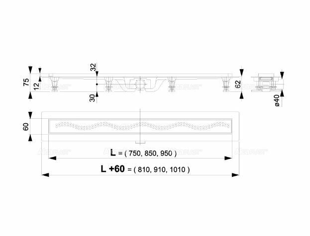 Alcaplast APZ8 Simple Водоотводящий желоб универсальный (трап) 950 мм AG100101950